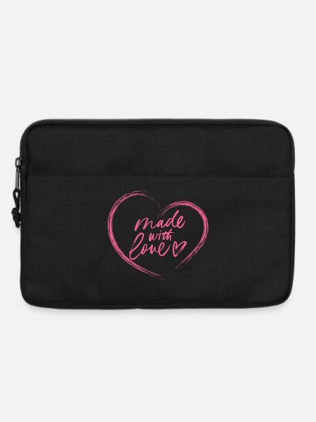 Hergestellt mit Liebesbürstenherz - Laptoptasche 13" - Schwarz