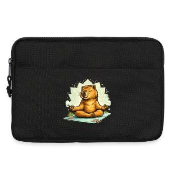 Douce capybara faisant du yoga - Sacoche pour ordinateur portable 13 pouces - noir - Devant