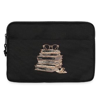 Buchstapel mit Brille - Laptoptasche 13" - Schwarz - Vorne