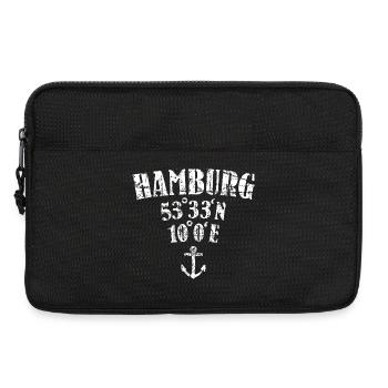 Segel Design Hamburg Koordinaten (Vintage Weiß) - Laptoptasche 13" - Schwarz - Vorne