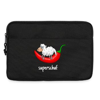 Superschaf, Schaf, Chili, lustiges Schaf, scharf - Laptoptasche 13" - Schwarz - Vorne