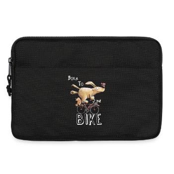 Born to bike i dog on bike cartoon - Laptop bag 13" - black - Front