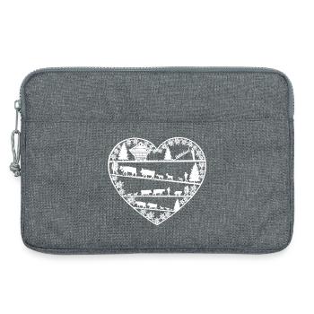 Herz mit Alpaufzug weiss - Laptoptasche 13" - Grau meliert - Vorne