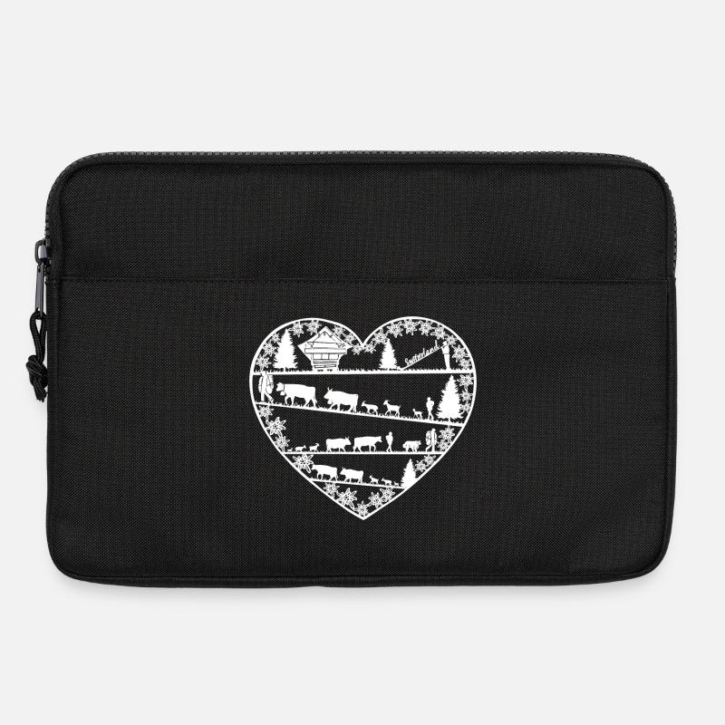 Herz mit Alpaufzug weiss - Laptoptasche 13" - Schwarz