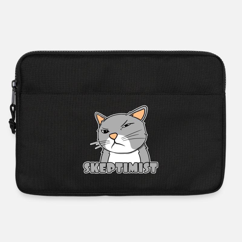 Skeptiker Katze - Skeptimist - Laptoptasche 13" - Schwarz