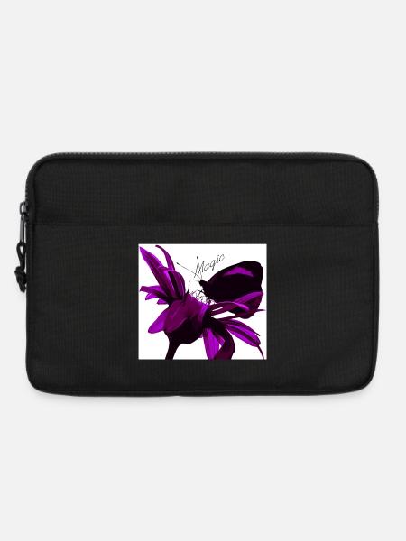 Magische Lilie in Violett - Laptoptasche 13" - Schwarz
