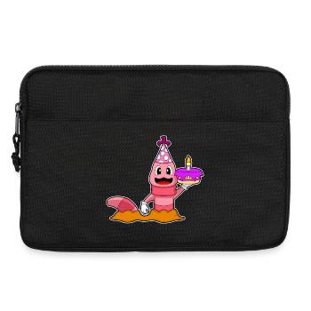 Wurm Geburtstag Kuchen - Laptoptasche 13" - Schwarz - Vorne