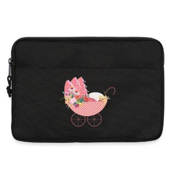 Verspielter Blumen-Kinderwagen –Romantisches Motiv - Laptoptasche 13" - Schwarz - Vorne