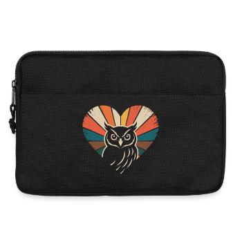 Herz mit Eule im Retro-Stil - Laptoptasche 13" - Schwarz - Vorne