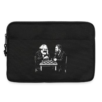 Karl Marx und Friedrich Engels spielen Schach - Laptoptasche 13" - Schwarz - Vorne