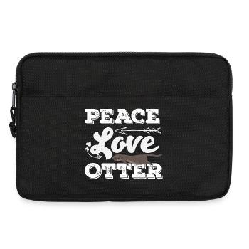 Loutre de mer dessin animé paix amour - Sacoche pour ordinateur portable 13 pouces - noir - Devant