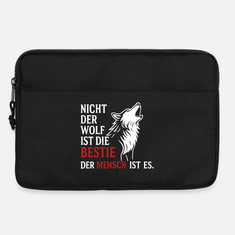 CoolesWolfs Design mit Spruch - Laptoptasche 13" - Schwarz