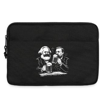 Marx et Engels buvant de la bière - Sacoche pour ordinateur portable 13 pouces - noir - Devant