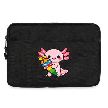 Dragon de Kawaii avec un axolotl de feux d’artifice - Sacoche pour ordinateur portable 13 pouces - noir - Devant