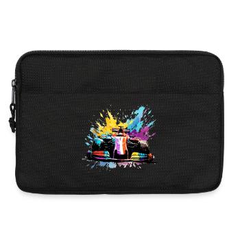 Rennwagen-Geschwindigkeit Bunte Splash-Art-Rennfahrer - Laptoptasche 13" - Schwarz - Vorne