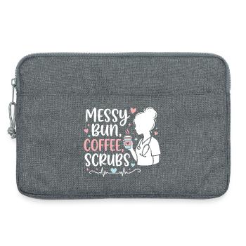 Messy Bun Coffee Scrubs Nurse - Laptop bag 13" - heather grey - Front