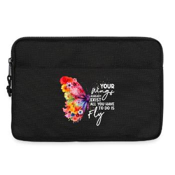 Graphique inspirant de fan papillon - Sacoche pour ordinateur portable 13 pouces - noir - Devant