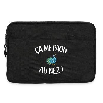 Ça Me Paon au Nez Paon Humour Jeu de Mot Animal - Sacoche pour ordinateur portable 13 pouces - noir - Devant