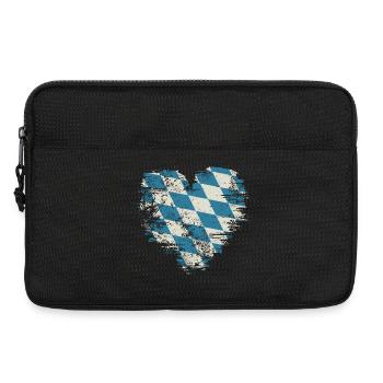 Cœur rétro Bavière avec motif de losanges bleu-blanc - Sacoche pour ordinateur portable 13 pouces - noir - Devant