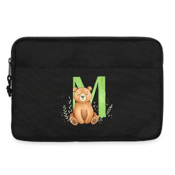 Bärchen vor grünem M – Aquarellstil - Laptoptasche 13" - Schwarz - Vorne