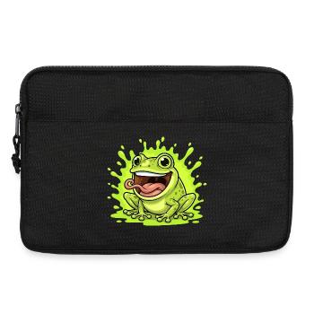 Lime Frog Splash Cartoon - Laptop bag 13" - black - Front