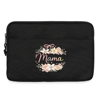 Mama Couronne de Fleurs et Nœud Rose | Rétro - Sacoche pour ordinateur portable 13 pouces - noir - Devant