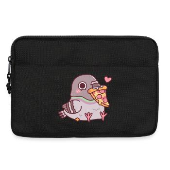 Un pigeon potelé adore la pizza - Sacoche pour ordinateur portable 13 pouces - noir - Devant