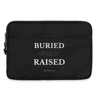 Buried & Raised Christian Design – Romans 6:4 - Laptop bag 13" - black - Front