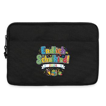 Endlich Schulkind 2026 - bunter Schulstart - Laptoptasche 13" - Schwarz - Vorne