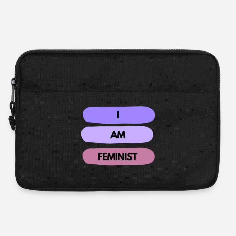 💜✊ I AM FEMINIST – Statement Shirt - Laptoptasche 13" - Schwarz