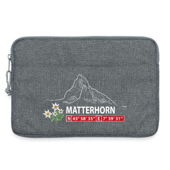 Matterhorn mit Edelweiß und GPS - Laptoptasche 13" - Grau meliert - Vorne
