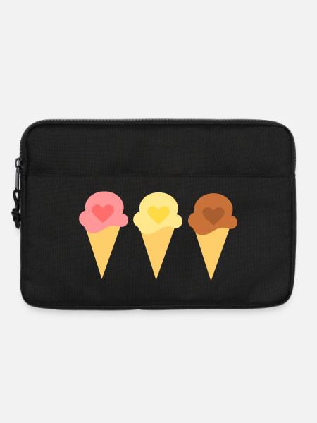 Eis Herz Eiscreme Erdbeereis Eisdiele Geschenk - Laptoptasche 13" - Schwarz
