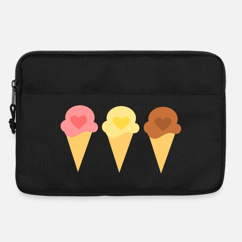 Eis Herz Eiscreme Erdbeereis Eisdiele Geschenk - Laptoptasche 13" - Schwarz