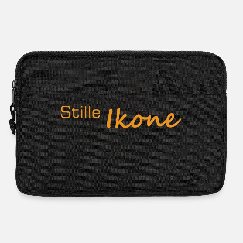 Stille Ikone Schrift in Orange - Laptoptasche 13" - Schwarz