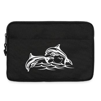 Les dauphins blancs - Sacoche pour ordinateur portable 13 pouces - noir - Devant