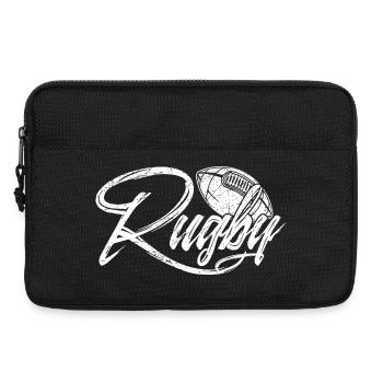 Conception typographique dynamique sur le thème du ballon de rugby - Sacoche pour ordinateur portable 13 pouces - noir - Devant