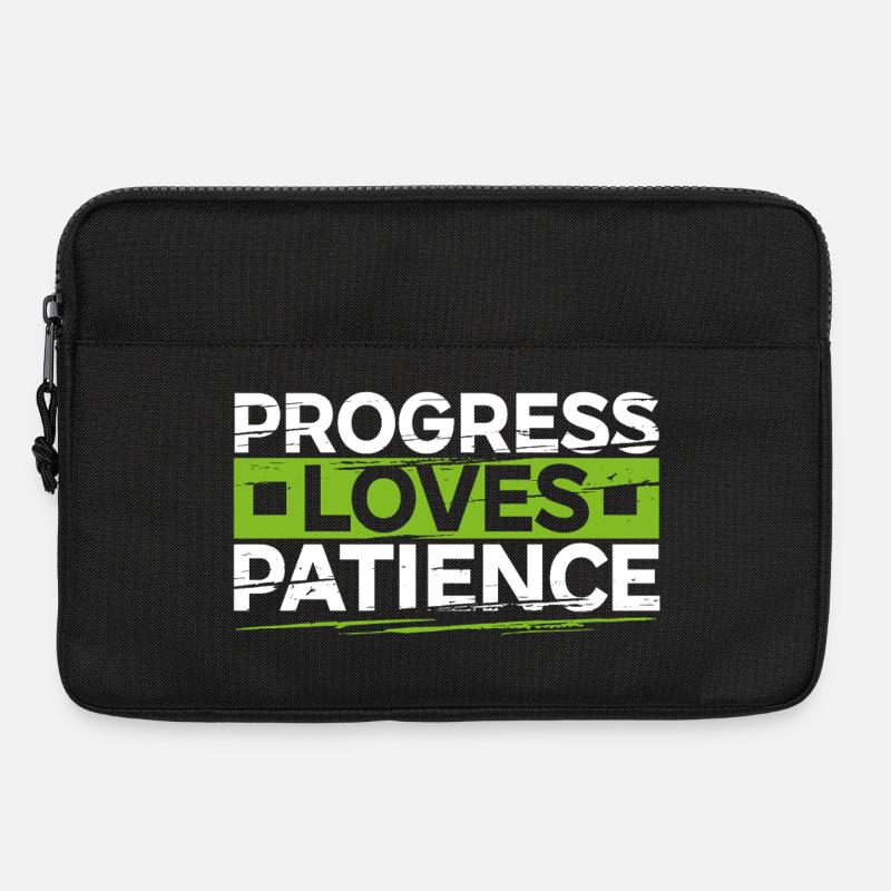 Fortschritt liebt Geduld Motivation Geschenk - Laptoptasche 13" - Schwarz