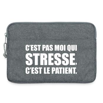 C’est pas moi qui stresse, c’est le patient - Sacoche pour ordinateur portable 13 pouces - gris chiné - Devant