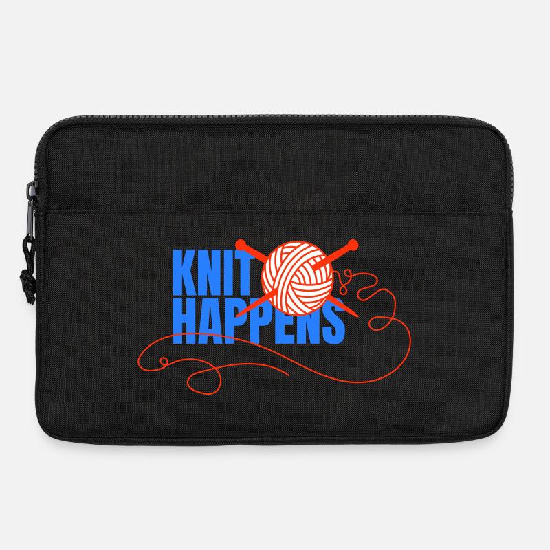 Knit Happens Logo Strickdesign - Laptoptasche 13" - Schwarz