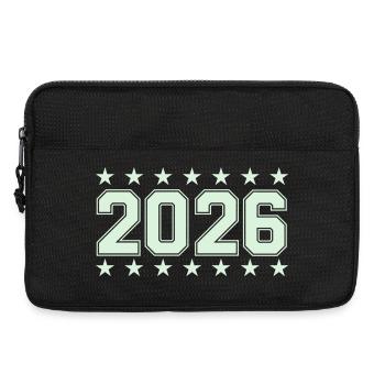 2026 Retro Block Font with Stars - Laptop bag 13" - black - Front