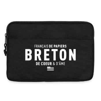 Francais De Papiers Breton De Coeur D Ame T-Shi... - Sacoche pour ordinateur portable 13 pouces - noir - Devant