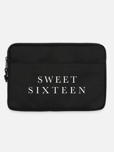 Sweet Sixteen Weiß Serif 16. Geburtstag - Laptoptasche 13" - Schwarz