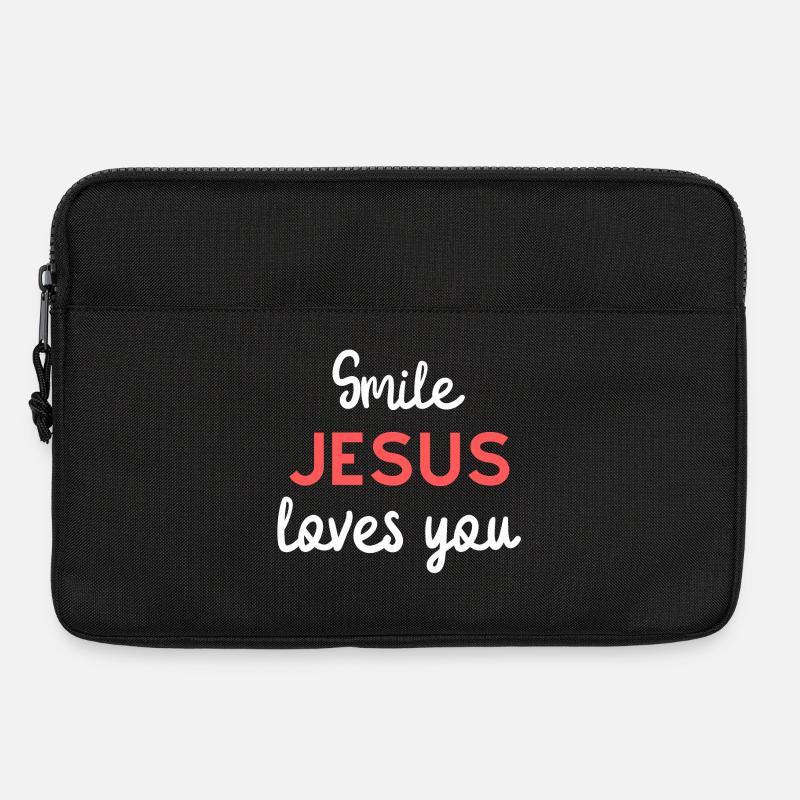 Jesus liebt dich Lächel Typo - Laptoptasche 13" - Schwarz