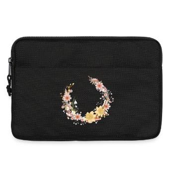 Floral wreath spring daffodils and palm catkins - Laptop bag 13" - black - Front