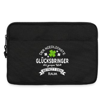 Glücksbringer betritt den Raum Kleeblatt Spruch - Laptoptasche 13" - Schwarz - Vorne