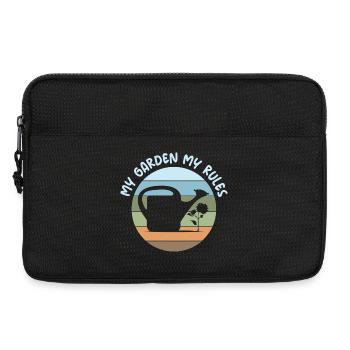 funny sayings garden gardener rules retro logo - Laptop bag 13" - black - Front