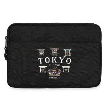 Tokyo, Japon Dessin à la main, de sanctuaires à Tokyo - Sacoche pour ordinateur portable 13 pouces - noir - Devant