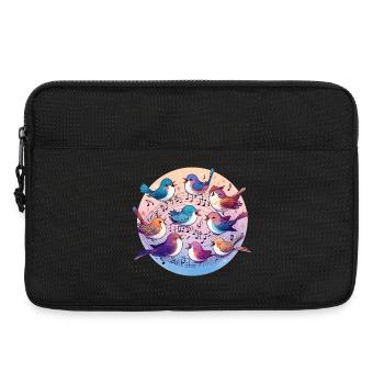Vögel singen auf Noten - Laptoptasche 13" - Schwarz - Vorne