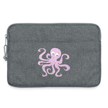Oktopus Dots rosa Punkte Kinderzimmer Tintenfisch - Laptoptasche 13" - Grau meliert - Vorne