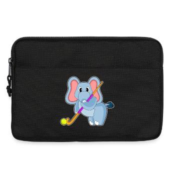 Éléphant de hockey sur gazon avec un bâton de hockey sur gazon - Sacoche pour ordinateur portable 13 pouces - noir - Devant